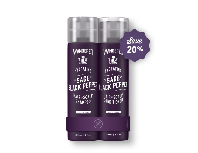 Wanderer Hydrating Sage and Black Pepper Hair & Scalp Shampoo and Conditioner